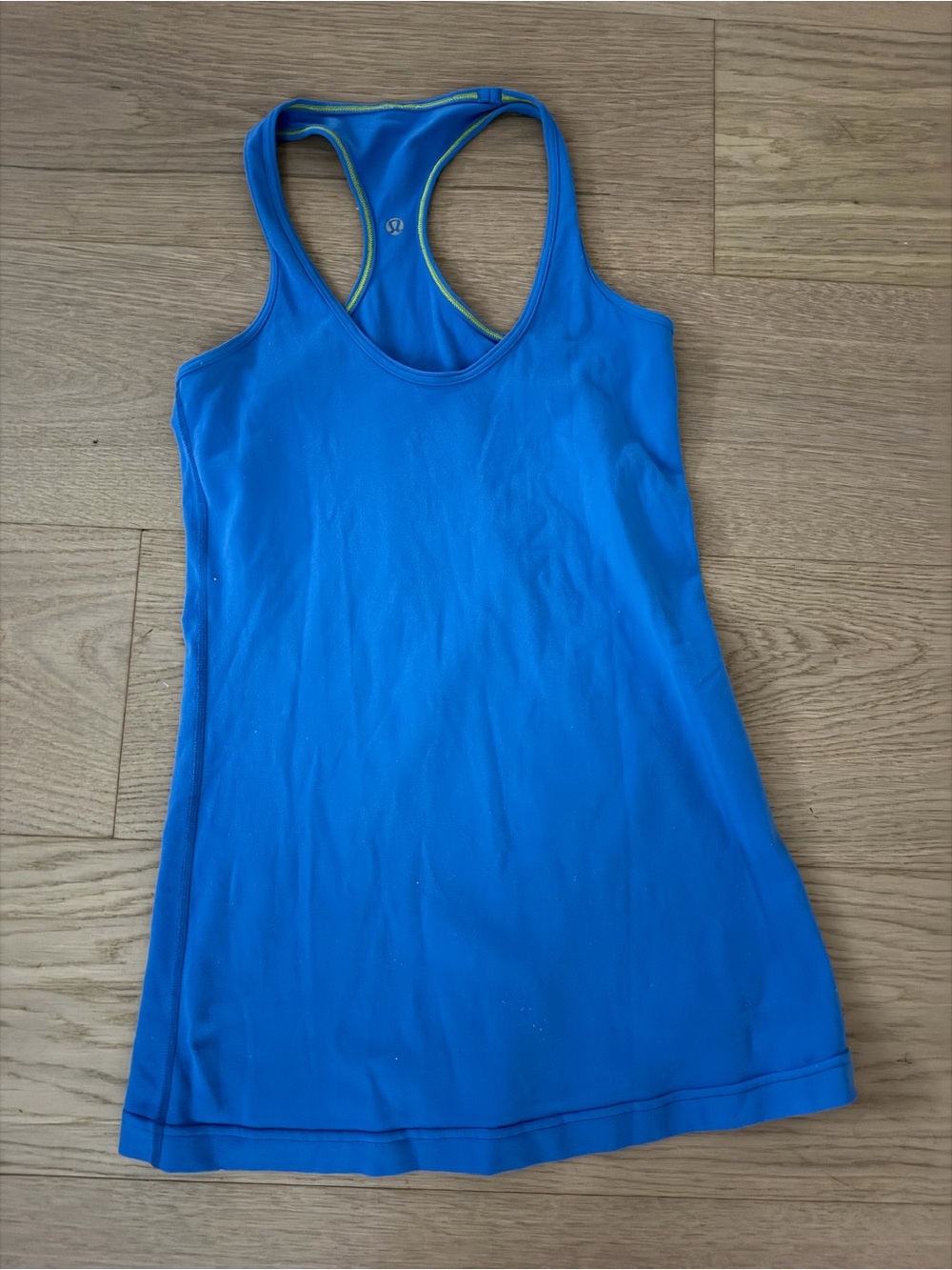 lululemon athletica Bright Blue Racerback Tank with Lime Trim